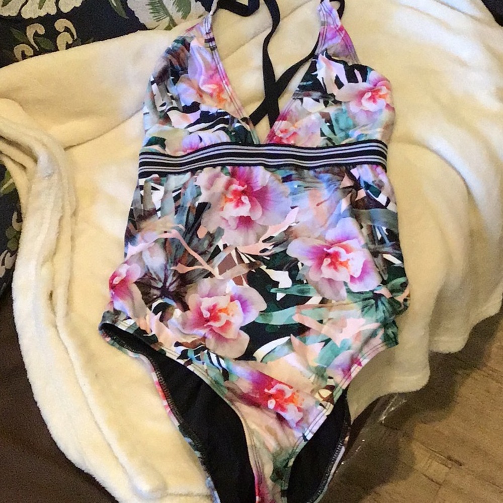 Swim Suit One Piece Floral Print